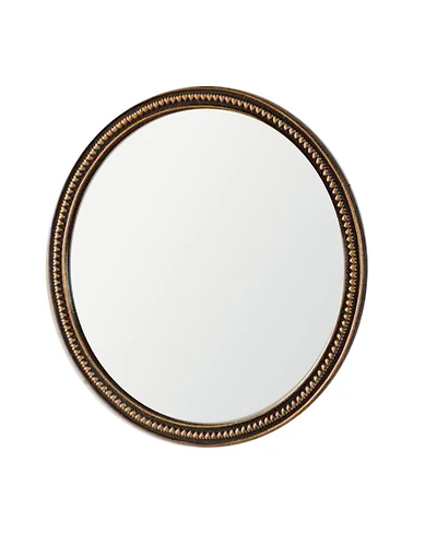 Phying Vintage Beaded Round Wall Mirror Decorative Circular Vanity Mirror Elegant Bead Frame Wall Mounted Mirror Classic Art Decor for Home Decoration