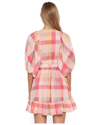 Petal and Pup Women's Itsy Fit & Flare Puff-Sleeve V-Neck Mini Dress