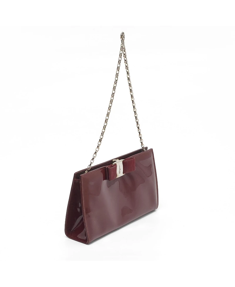 Pre-Owned Salvatore Ferragamo Women's Miss Vara Patent Leather Chain Clutch