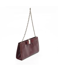 Pre-Owned Salvatore Ferragamo Women's Miss Vara Patent Leather Chain Clutch