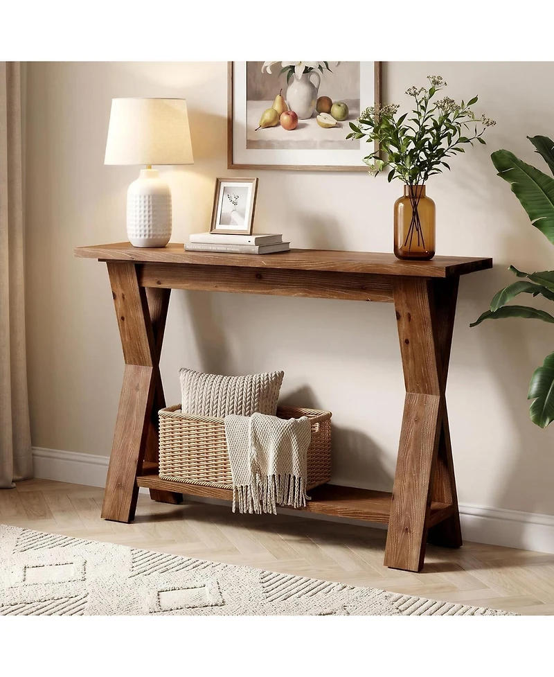 Tribesigns Farmhouse Solid Wood Console Table, Narrow Entryway Table