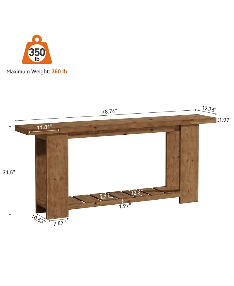 Tribesigns Solid Wood Console Sofa Table, Farmhouse Long Entryway Table Behind Couch