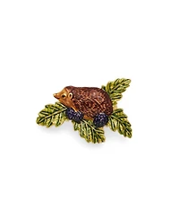Fable England Hedgehog and Blackberry Brooch in Gold