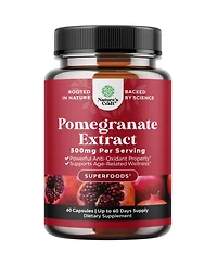 Nature's Craft Pomegranate Extract Capsules 500mg - Pomegranate Fruit Extract - Easy-to-Swallow Capsules