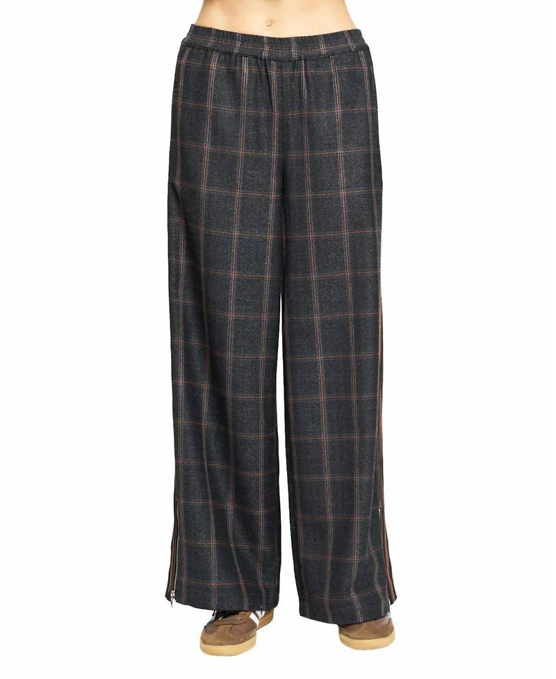 Central Park West Women's Lyla Plaid Wide-Leg Pull-On Trousers