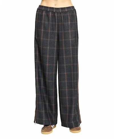 Central Park West Women's Lyla Plaid Wide-Leg Pull-On Trousers