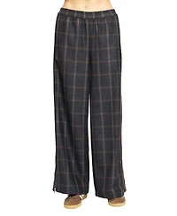 Central Park West Women's Lyla Plaid Wide-Leg Pull-On Trousers