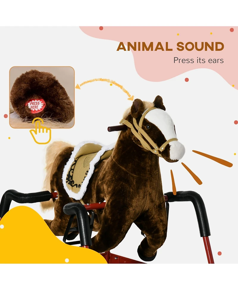 Glintex Spring Rocking Horse with Neighing Sounds, Bouncing Ride-On Toy, Holds 132 lbs, Ages 5-12
