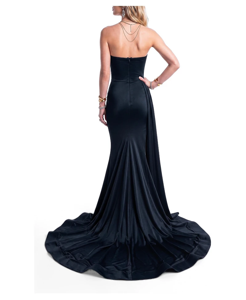 Jessica Angel Women's Ruched Mermaid Side-Drape Gown