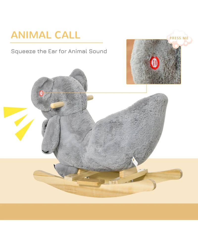 Glintex Rocking Koala with Realistic Sounds, Poplar Wood, 99 lbs Capacity, Ages 18-36 Months