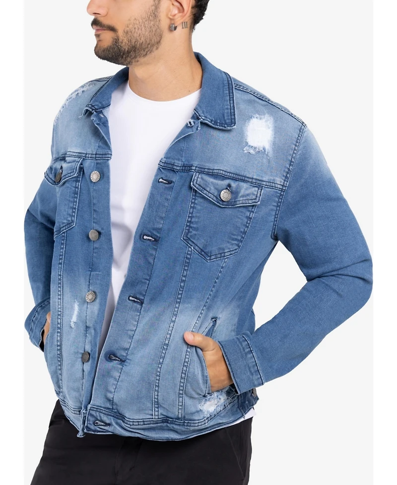 X-Ray Men's Slim Washed Denim Jacket