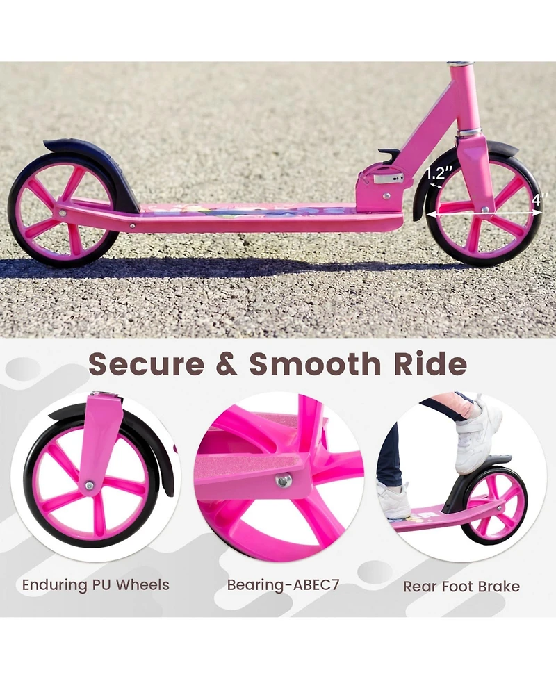 Glintex Adjustable-Height Folding Aluminum Alloy Kick Scooter, 220 lb Capacity, Ages 8+