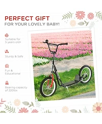 Glintex Youth Kick Scooter for Kids 5 and Up with 16 Inflatable Wheels, Adjustable Handlebar Dual Brakes, Holds 220 lbs