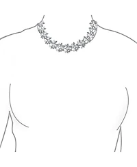 Bling Jewelry Fashion Faux White Pearl Pave Cz Leaf Motif Bib Statement Necklace