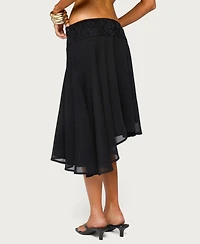 Edikted Women's Evia Lacey Asymmetric Midi Skirt