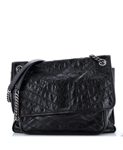 Pre-Owned Saint Laurent Large Niki Chain Flap Bag Matelasse Chevron Leather