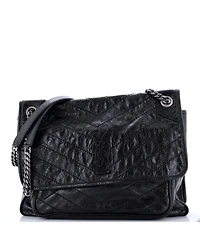 Pre-Owned Saint Laurent Large Niki Chain Flap Bag Matelasse Chevron Leather