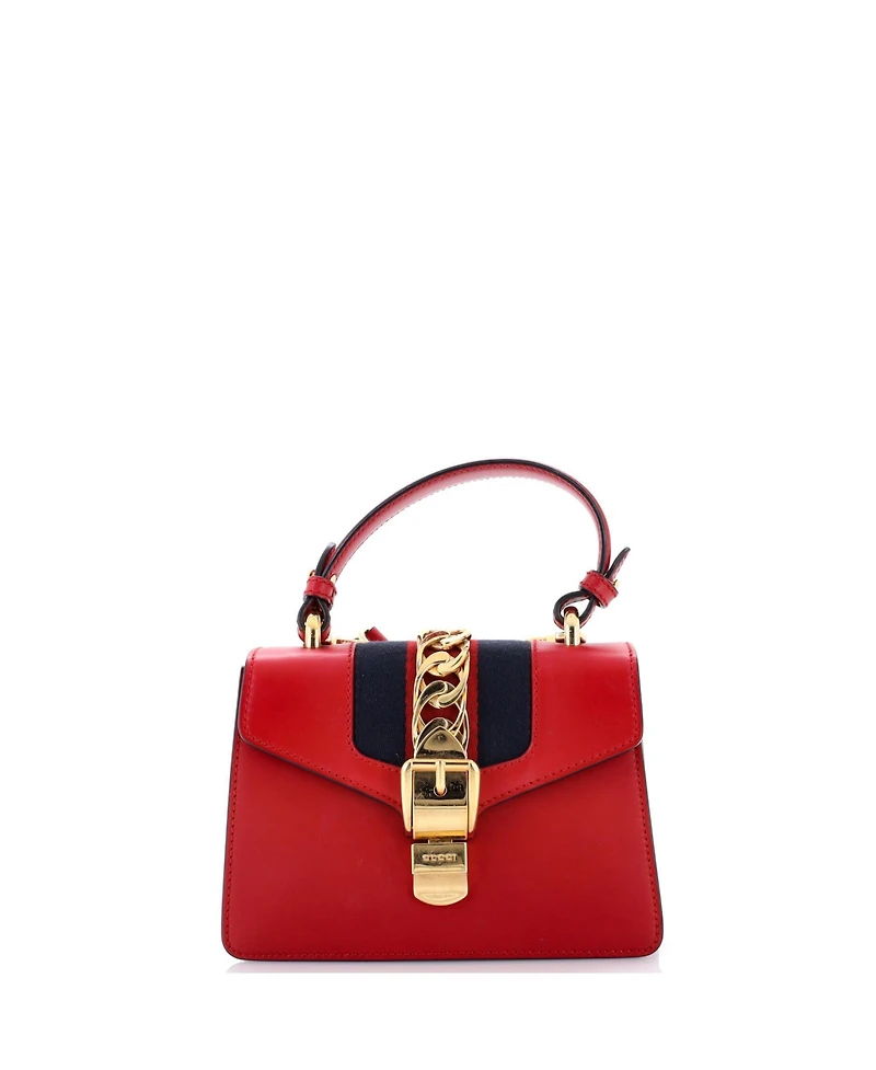 Pre-Owned Gucci Mini Sylvie Top Handle Bag Leather