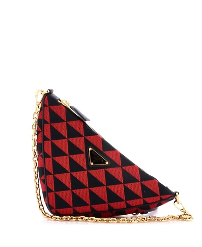 Pre-Owned Prada Mini Symbole Triangle Bag Leather and Jacquard