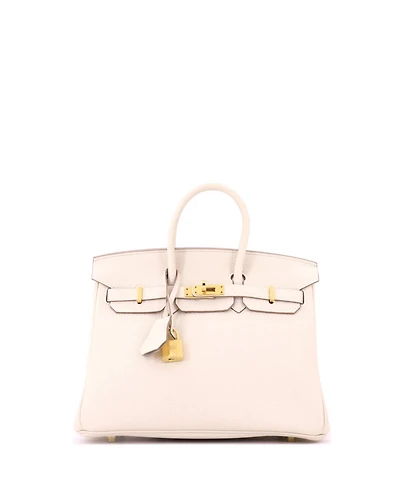 Pre-Owned HERMES Birkin 25 Light Togo Satchel with Gold Hardware