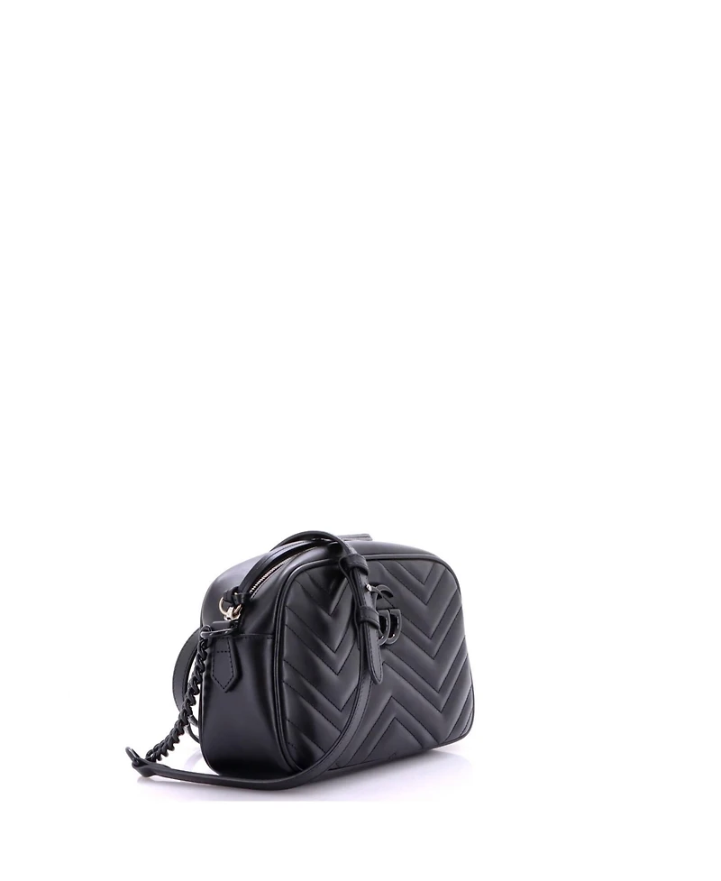 Pre-Owned Gucci Small Gg Marmont Monochrome Shoulder Bag Matelasse Leather