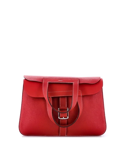 Hermes Halzan 31 Leather Top-Handle Shoulder Bag