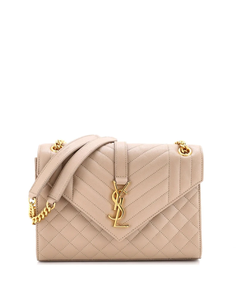 Pre-Owned Saint Laurent Medium Classic Monogram Envelope Satchel Mixed Matelasse Leather