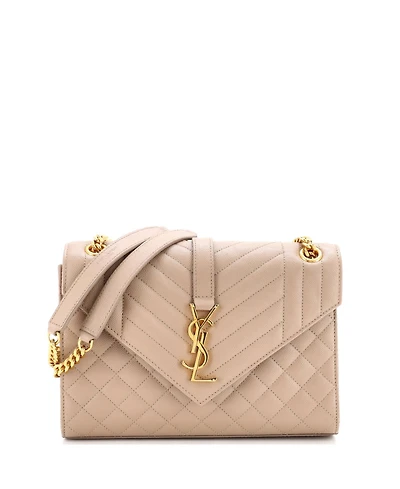 Pre-Owned Saint Laurent Medium Classic Monogram Envelope Satchel Mixed Matelasse Leather