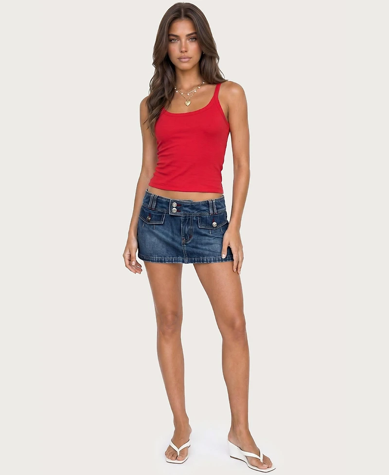 Edikted Womens Rae Denim Mini Skort