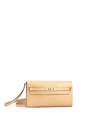 Pre-Owned HERMES Kelly To Go Leather Metallic Crossbody Wallet