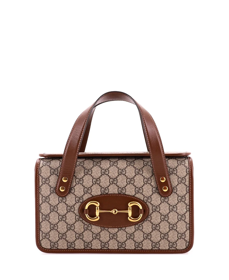 Pre-Owned Gucci Small Horsebit 1955 Boston Bag Gg Coated Canvas