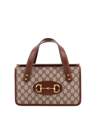 Pre-Owned Gucci Small Horsebit 1955 Boston Bag Gg Coated Canvas