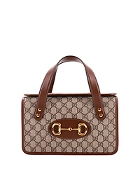 Pre-Owned Gucci Small Horsebit 1955 Boston Bag Gg Coated Canvas