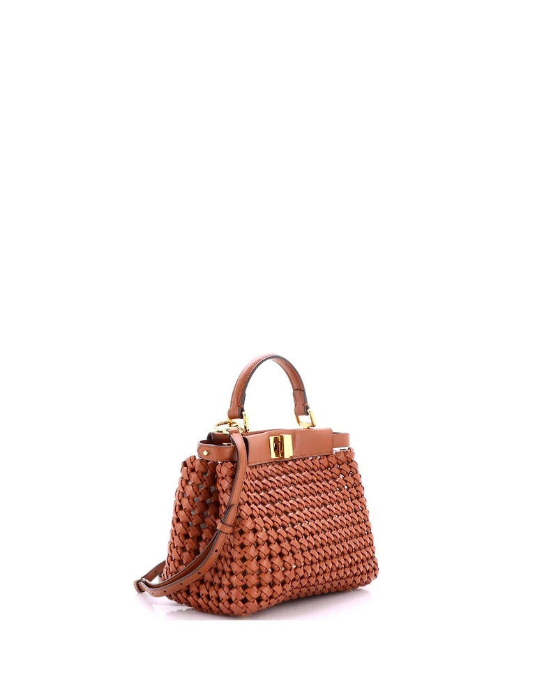 Pre-Owned Fendi Mini Peekaboo Bag Braided Leather