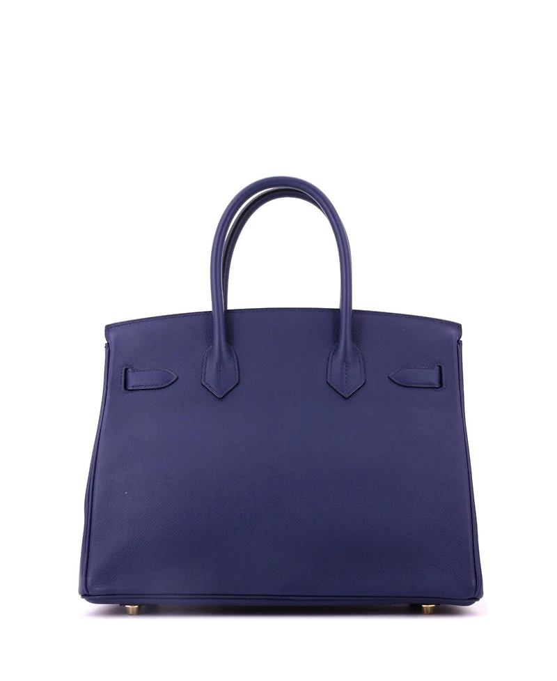 Pre-Owned Hermes Birkin 30 Handbag Blue Epsom with Gold Hardware