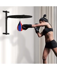 Glintex Speed Bag Platform Wall Mounted Boxing Training Kit with 7 Level Adjustable Height 360 Degree Swivel Speed Ball and Steel Frame