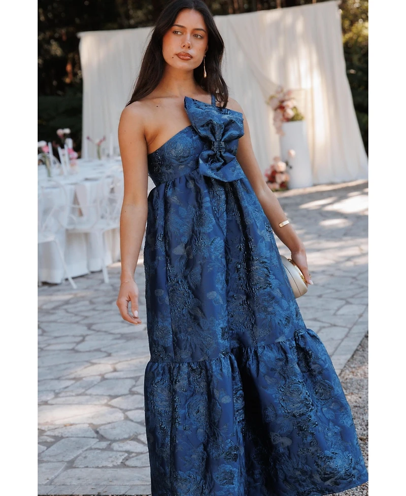 Petal and Pup Women's Betina One-Shoulder Bow-Front Maxi Dress