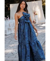 Petal and Pup Women's Betina One-Shoulder Bow-Front Maxi Dress