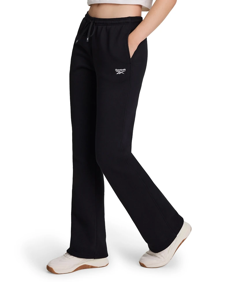 Reebok Women's Small Logo Mid-Rise Flare Pants