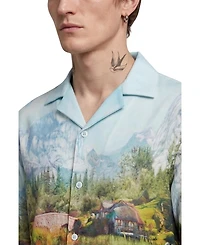 Twisted Tailor Men's Lorcan Landscape-Print Camp Collar Shirt