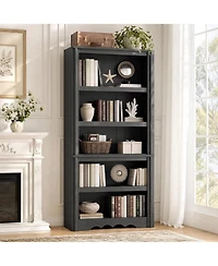 homfan 70.9" Tall Bookshelf - 5-Tier Wood Bookcase with Arched Roman Column Design for Home Office and Living Room