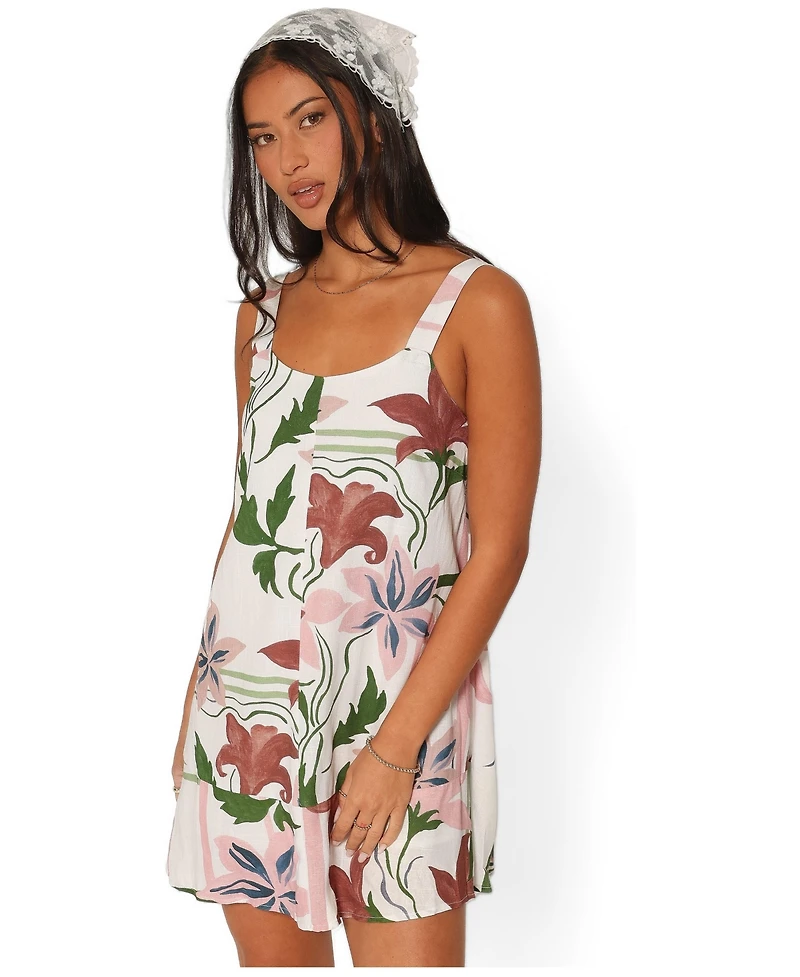 Petal and Pup Women's Farlie Square-Neckline Floral-Print Sleeveless Mini Dress
