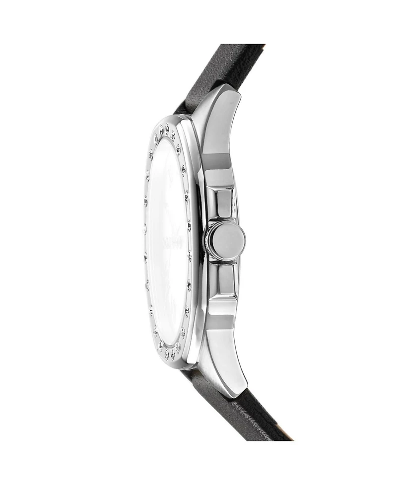 Dkny Women's Quartz Evening Water-Resistant Black Leather Watch, 36mm