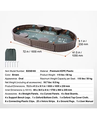 Glintex 72 x 41.5 in Oval Kids Sandbox with 4 Corner Seats, Cover & Liner, Ages 3-12