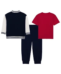 Tommy Hilfiger Baby Boys' Fleece Varsity Jacket, T-Shirt and Jogger Pants, 3-Piece Set