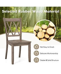 Mecale Set of 2 Cross Back Rubber Wood Dining Chairs