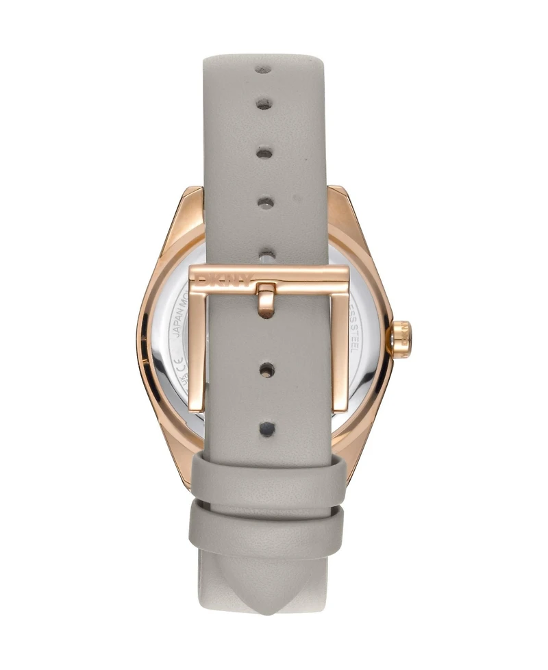 Dkny Women's Quartz Chambers Midi Silver-Tone Leather Watch, 34 mm