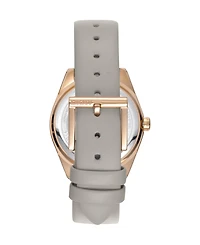 Dkny Women's Quartz Chambers Midi Silver-Tone Leather Watch, 34 mm