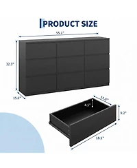 homfan 9 Drawer Dresser for Bedroom, Chest of Drawers, Storage with Deep Drawers Living Room, Hallway, Entryway, Bedroom