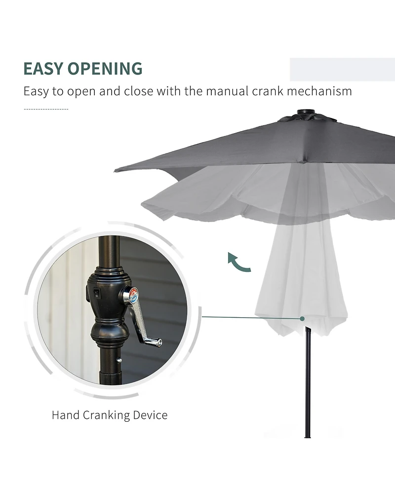 Outsunny 9' x 7' Solar Umbrella, Patio Umbrella with Led Lights